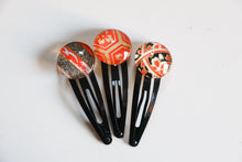 Load image into Gallery viewer, Red & Black - set of 3 snap hair clips