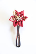 Load image into Gallery viewer, Red Shibori - Handsewn Vintage Kimono Fabric Kanzashi Hair Clip