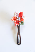 Load image into Gallery viewer, Orangesicle - Handsewn Vintage Kimono Fabric Kanzashi Hair Clip
