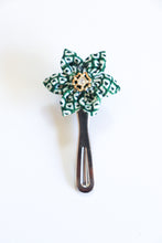 Load image into Gallery viewer, Green Shibori - Handsewn Vintage Kimono Silk Fabric Kanzashi Hair Clip