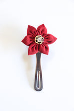 Load image into Gallery viewer, Aka Red - Handsewn Vintage Kimono Silk Fabric Kanzashi Hair Clip