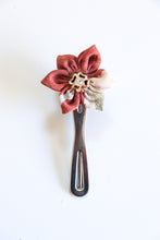 Load image into Gallery viewer, Dark petals - Handsewn Vintage Kimono Silk Fabric Kanzashi Hair Clip