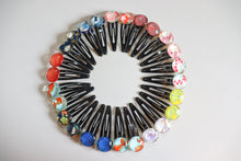 Load image into Gallery viewer, Red n Pink Blossoms - 1 matched pair of snap hair clips