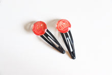 Load image into Gallery viewer, Red Landscape - 1 matched pair of snap hair clips