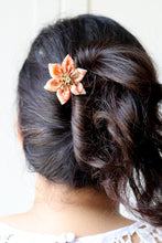 Load image into Gallery viewer, Peachy dreams - Handsewn Vintage Kimono Fabric Kanzashi Hair Clip
