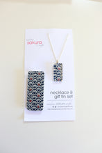 Load image into Gallery viewer, Water Pattern B - Washi Paper Necklace and Gift Tin Set