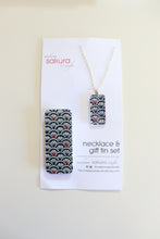 Load image into Gallery viewer, Water Pattern A - Washi Paper Necklace and Gift Tin Set
