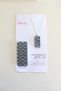 Water Pattern A - Washi Paper Necklace and Gift Tin Set