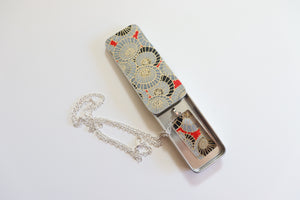 Golden Plum Blossoms B - Washi Paper Necklace and Gift Tin Set