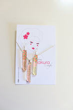 Load image into Gallery viewer, Pink Candy Dangles - Washi Paper Necklace and Long Earring Set