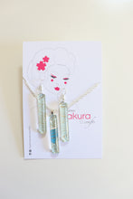 Load image into Gallery viewer, Crisp Blue Seas - Washi Paper Necklace and Long Earring Set