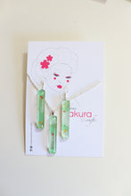 Load image into Gallery viewer, Sea Green - Washi Paper Necklace and Long Earring Set