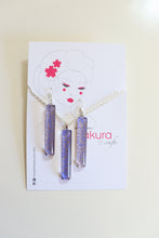 Load image into Gallery viewer, Purple Kiku Dangles - Washi Paper Necklace and Long Earring Set