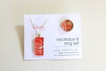 Load image into Gallery viewer, Red Cranes - Washi Paper Necklace and Ring Set