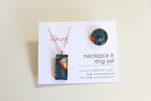 Load image into Gallery viewer, Midnight Dreams - Washi Paper Necklace and Ring Set