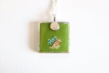 Load image into Gallery viewer, Sakura Shibori - Square Washi Paper Pendant Necklace