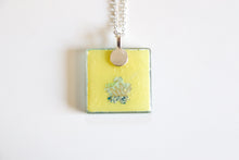 Load image into Gallery viewer, Silver Bamboo - Square Washi Paper Pendant Necklace