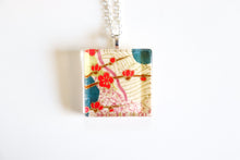 Load image into Gallery viewer, Blossom Branch - Square Washi Paper Pendant Necklace