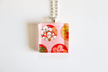Load image into Gallery viewer, Pink Baubles - Square Washi Paper Pendant Necklace