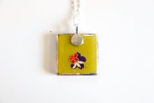 Load image into Gallery viewer, Purple Cherry - Square Washi Paper Pendant Necklace
