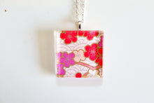 Load image into Gallery viewer, Plum Blossom over water - Square Washi Paper Pendant Necklace