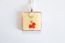 Load image into Gallery viewer, Plum Blossom over water - Square Washi Paper Pendant Necklace