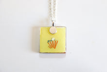 Load image into Gallery viewer, Fans and Sakura - Square Washi Paper Pendant Necklace