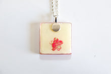 Load image into Gallery viewer, Plum Blossoms in Pink - Square Washi Paper Pendant Necklace