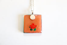 Load image into Gallery viewer, Green Landscape - Square Washi Paper Pendant Necklace