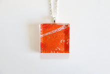 Load image into Gallery viewer, Orange Landscapes - Square Washi Paper Pendant Necklace