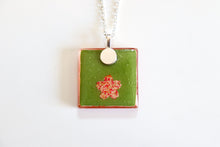 Load image into Gallery viewer, Orange Landscapes - Square Washi Paper Pendant Necklace