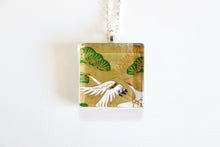 Load image into Gallery viewer, Golden Flight - Square Washi Paper Pendant Necklace