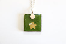 Load image into Gallery viewer, Golden Flight - Square Washi Paper Pendant Necklace