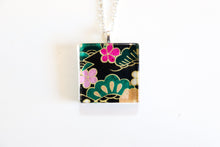 Load image into Gallery viewer, Night Landscape - Square Washi Paper Pendant Necklace