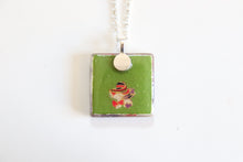 Load image into Gallery viewer, Blossoms & Shibori - Square Washi Paper Pendant Necklace