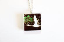 Load image into Gallery viewer, Flying Cranes - Square Washi Paper Pendant Necklace