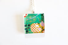 Load image into Gallery viewer, Shibori Clouds - Square Washi Paper Pendant Necklace