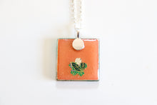 Load image into Gallery viewer, Shibori Clouds - Square Washi Paper Pendant Necklace