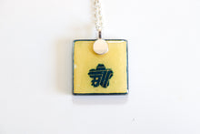 Load image into Gallery viewer, Deep Blue Geometry - Square Washi Paper Pendant Necklace
