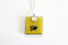 Load image into Gallery viewer, Wavy Blossoms - Square Washi Paper Pendant Necklace