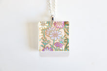 Load image into Gallery viewer, Purple Blossoms - Square Washi Paper Pendant Necklace