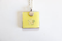 Load image into Gallery viewer, Purple Blossoms - Square Washi Paper Pendant Necklace