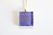 Load image into Gallery viewer, Purple Kiku - Square Washi Paper Pendant Necklace