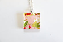 Load image into Gallery viewer, Pink fans - Square Washi Paper Pendant Necklace