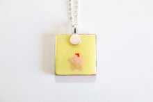 Load image into Gallery viewer, Pink fans - Square Washi Paper Pendant Necklace