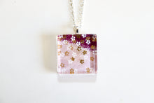 Load image into Gallery viewer, Falling Blossoms - Square Washi Paper Pendant Necklace