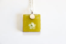 Load image into Gallery viewer, Pretty Fans and Flowers - Square Washi Paper Pendant Necklace