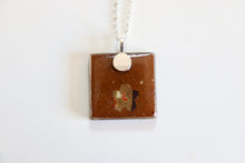 Load image into Gallery viewer, Cranes flying in the sky - Square Washi Paper Pendant Necklace