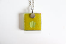 Load image into Gallery viewer, Fans in Sakura - Square Washi Paper Pendant Necklace