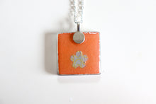Load image into Gallery viewer, Cranes and Shibori - Square Washi Paper Pendant Necklace